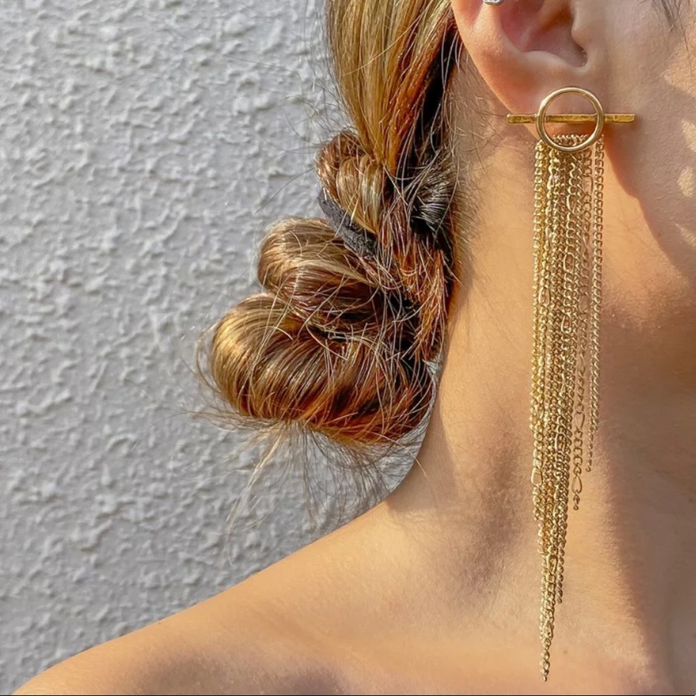 GP Tassel Long Chain Earrings - Picture 1 of 5